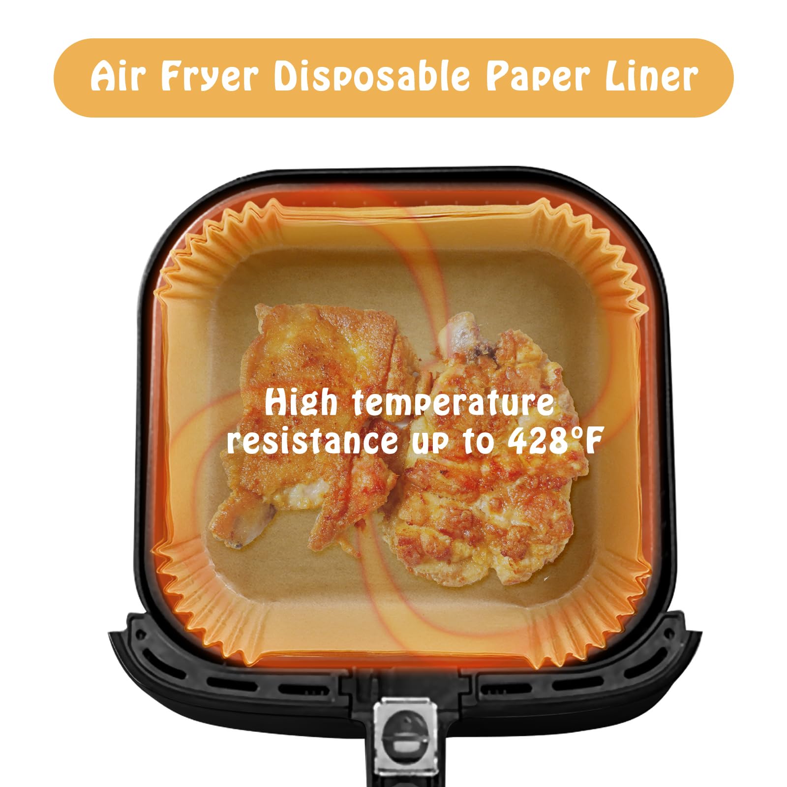 Square Mini Air Fryer Liners For Most 2Qt Air Fryer, 100 Pcs Non-Stick Air Fryer Parchment Paper Pads Air Fryer Liners
